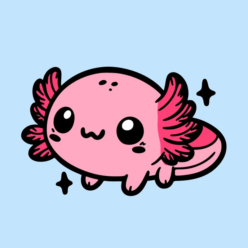cute easy baby axolotl