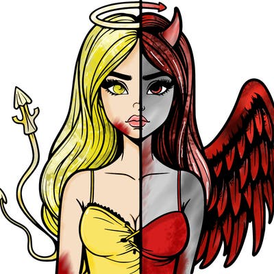 devil vs angel realistic girl