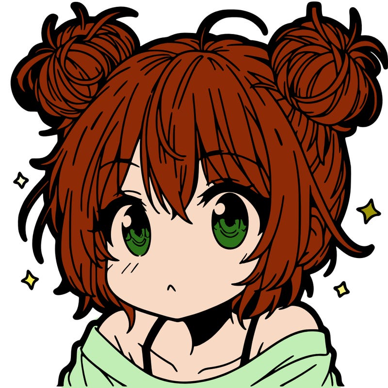 a manga girl with messy small buns