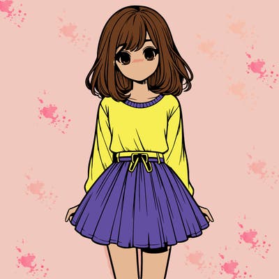 realistic girl with a skirt on