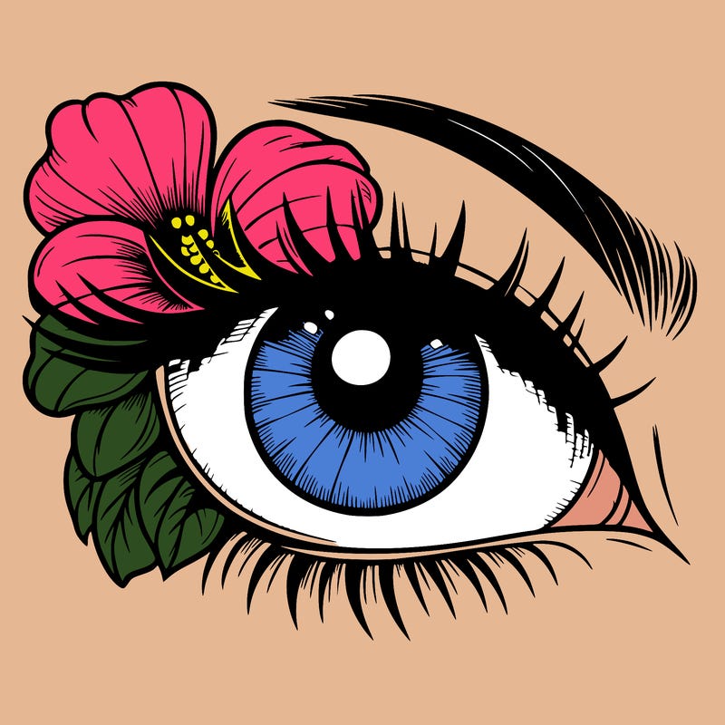 realistic eye with flower