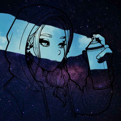 a realistic girl, spray painting