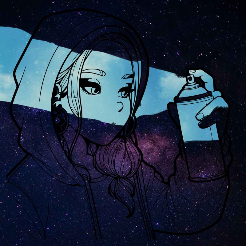 a realistic girl, spray painting