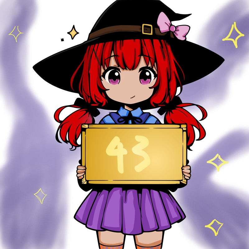 a cute anime witch girl holding a blank sign