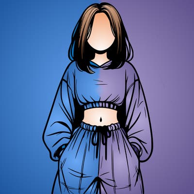 realistic girl faceless with baggy pants and a crop top