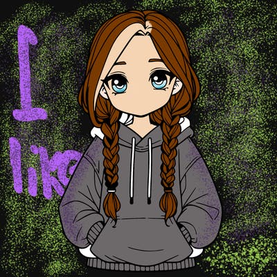 a realistic girl with a oversized hoodie and she has braids