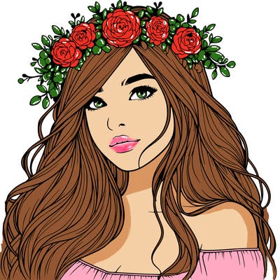 realistic girl with flower crown