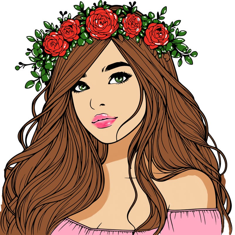 realistic girl with flower crown