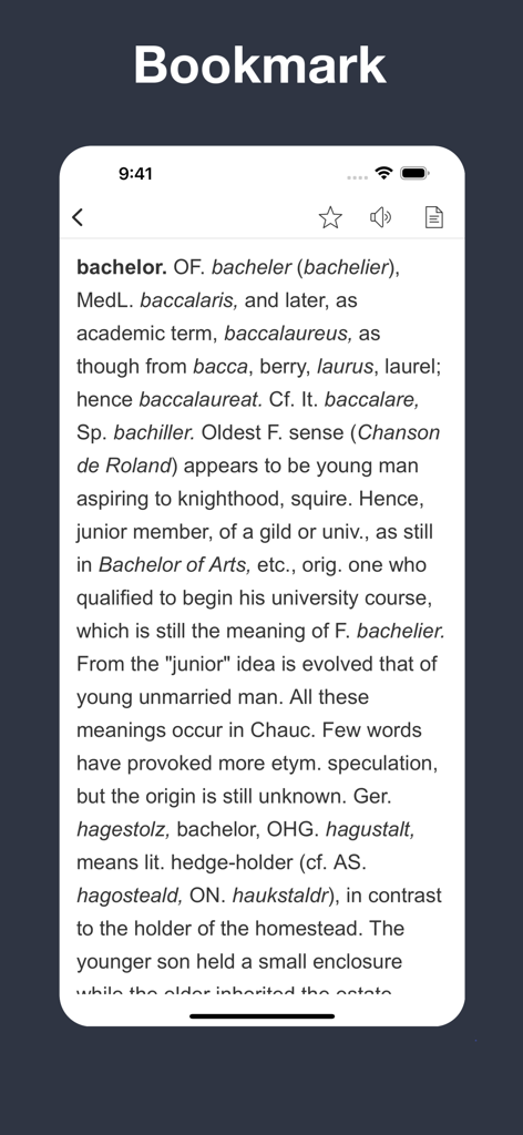 Modern English Etymology - A detailed etymological entry for the word bachelor showing its linguistic roots.