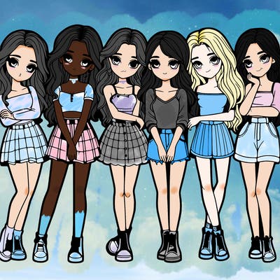 a group of girls realistic