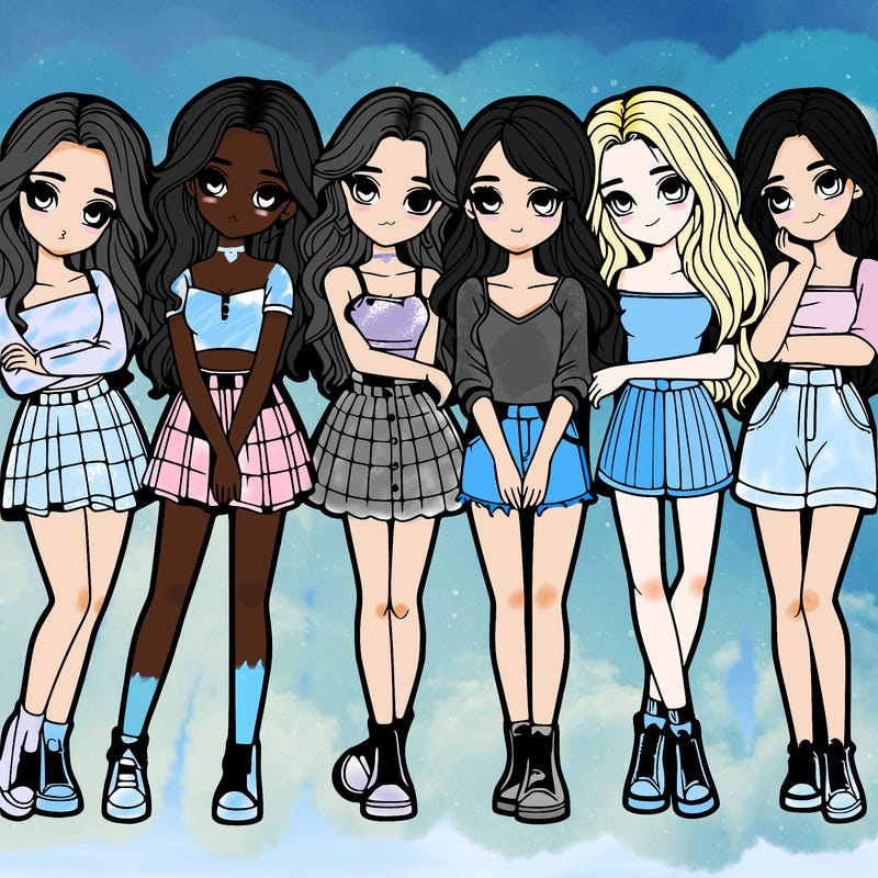 a group of girls realistic