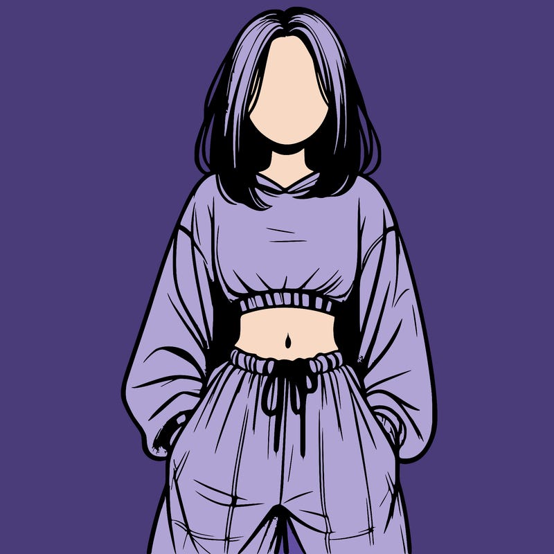 realistic girl faceless with baggy pants and a crop top