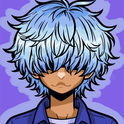 manga boy fluffy hair covering his eyes