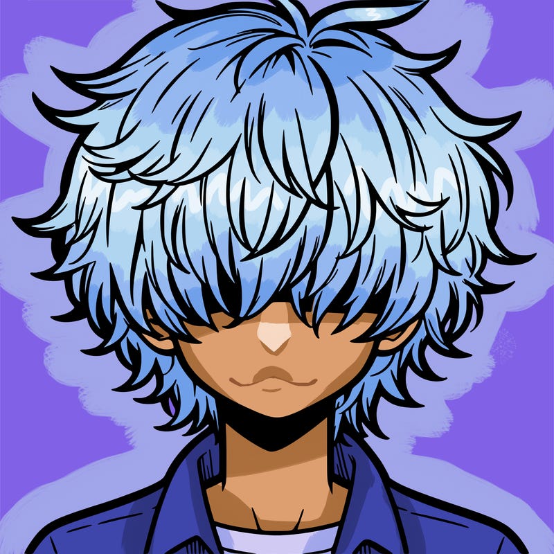manga boy fluffy hair covering his eyes