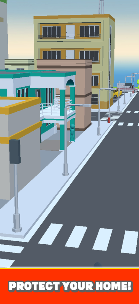 Sniper Siege: Camo Hunter - El juego de Sniper Siege Camo Hunter muestra una calle de la ciudad en 3D y una figura verde oculta