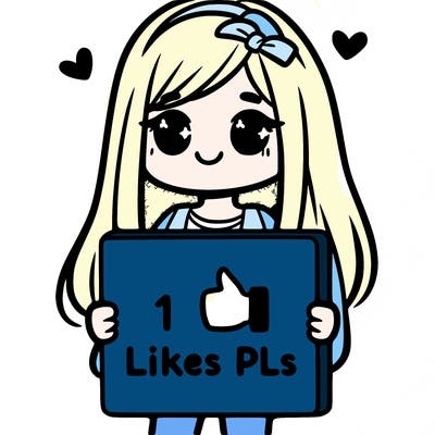 girl holding a sign saying 10 likes pls
