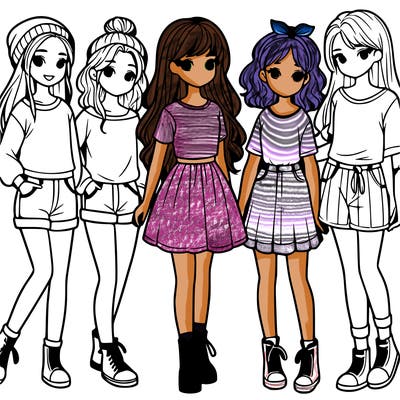 a group of five girls