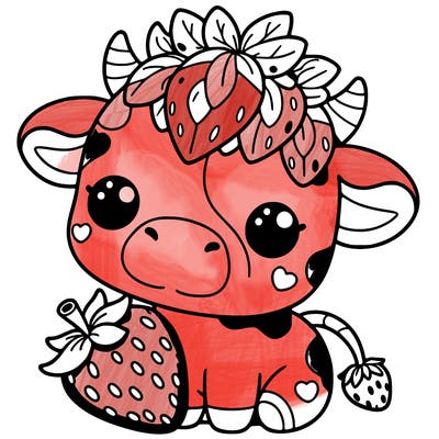 cute strawberry cow