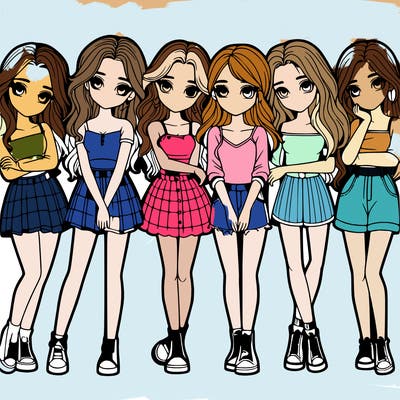 a group of girls realistic