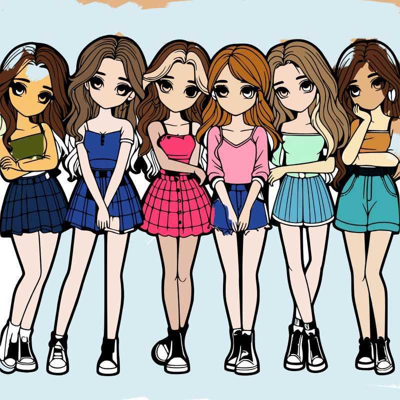 a group of girls realistic