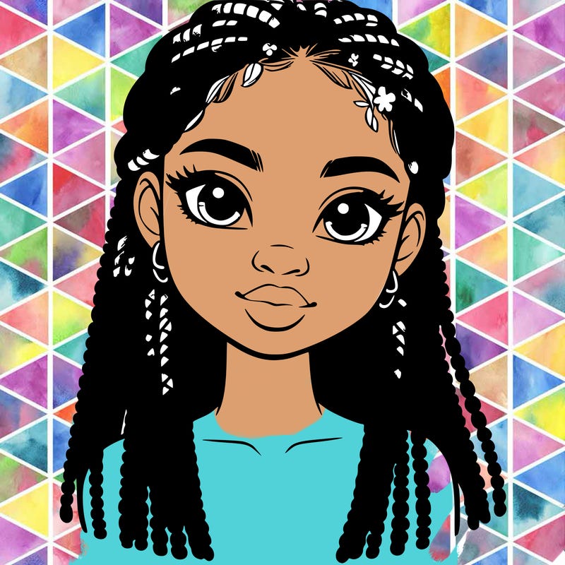 a realistic black girl with braids