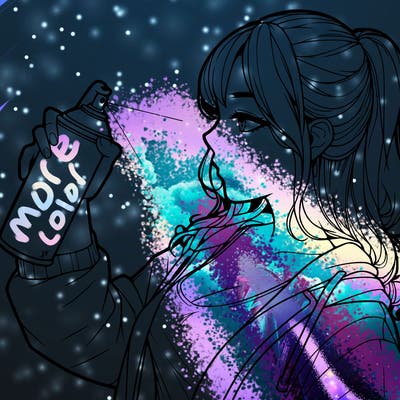 a realistic girl spray, painting