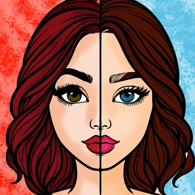 realistic girl split half