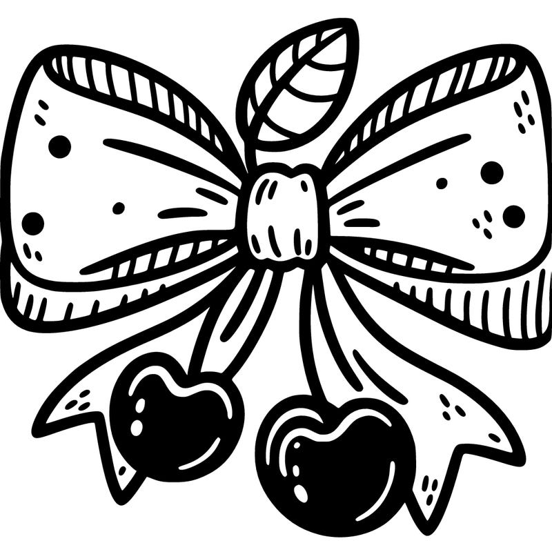 small bow with two cherries attached
