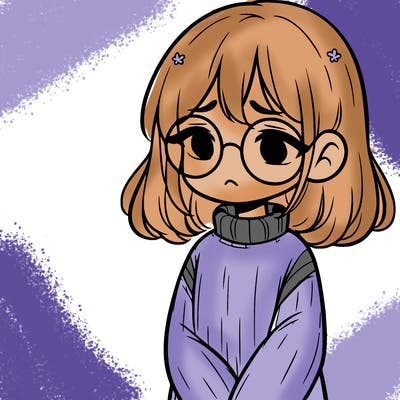 sad girl with glasses in a sweater