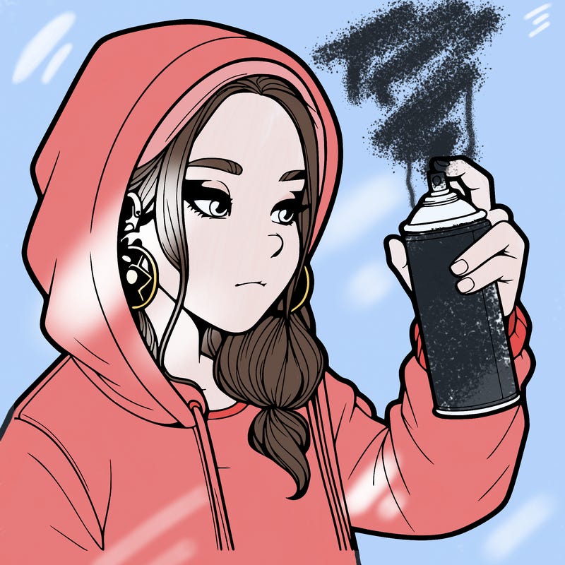 a realistic girl, spray painting