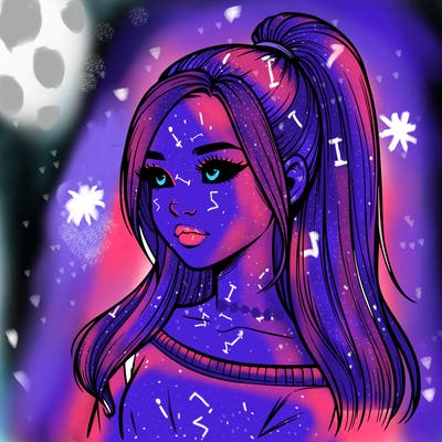 realistic girl with a high ponytail