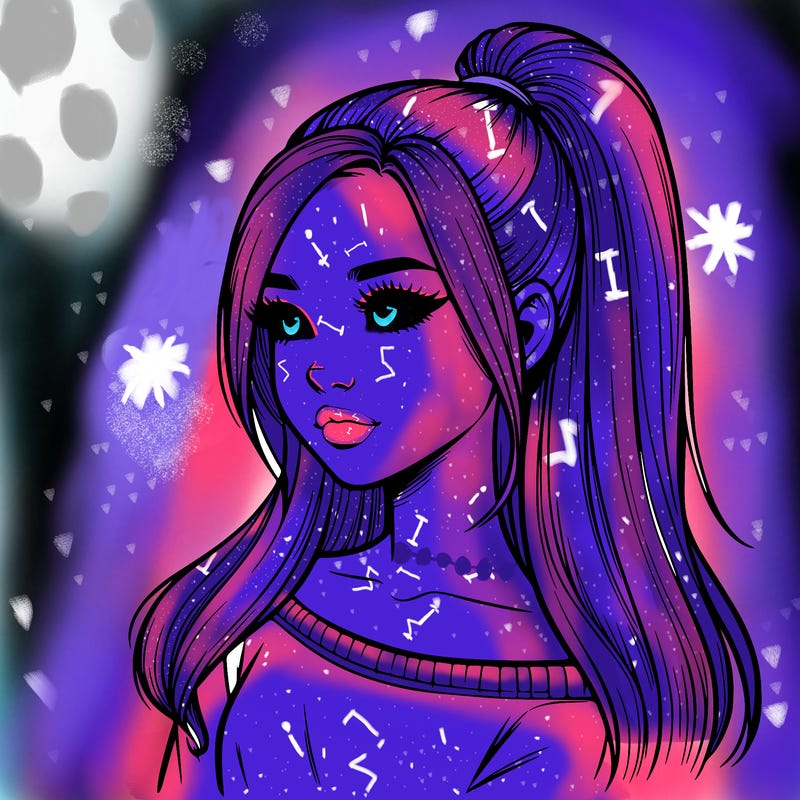 realistic girl with a high ponytail