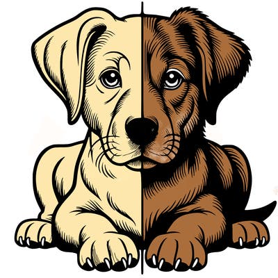 realistic dog split picture