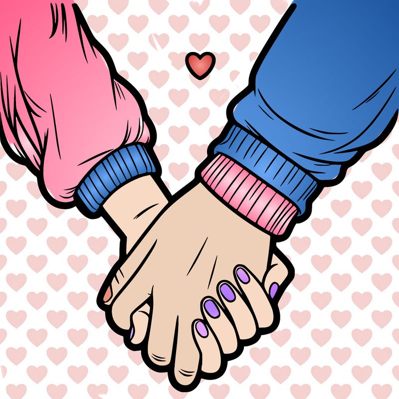 two holding hand one girl hand and one boy hand