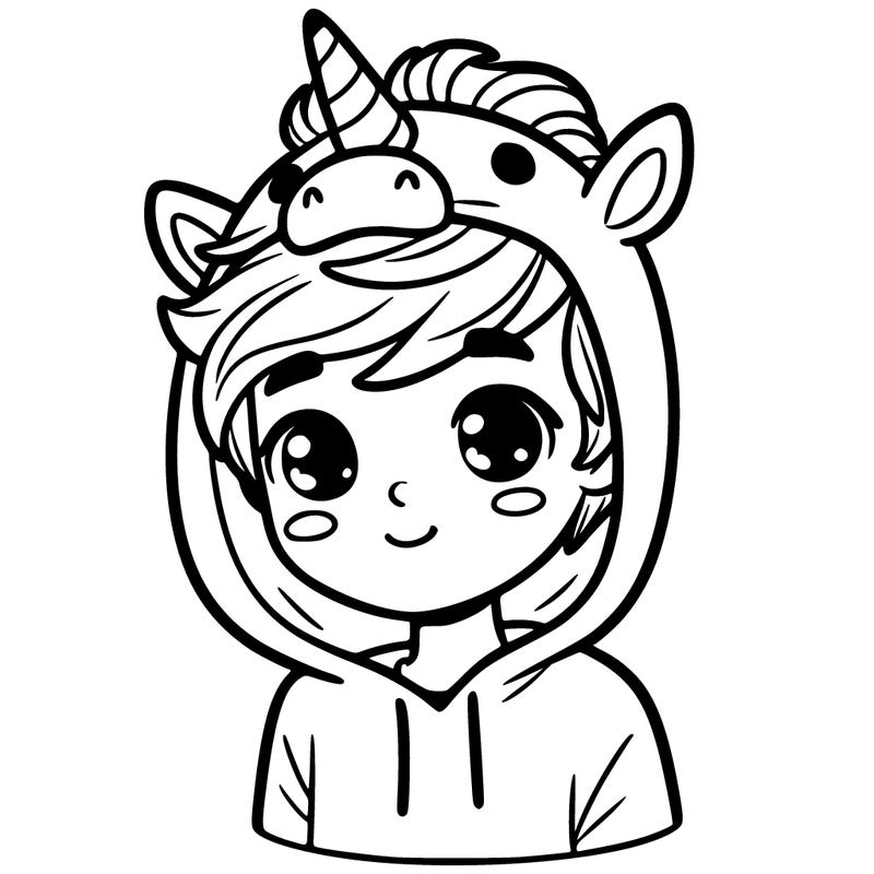 cute teen bor wearing a unicien onsie