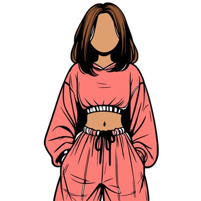 realistic girl faceless with baggy pants and a crop top