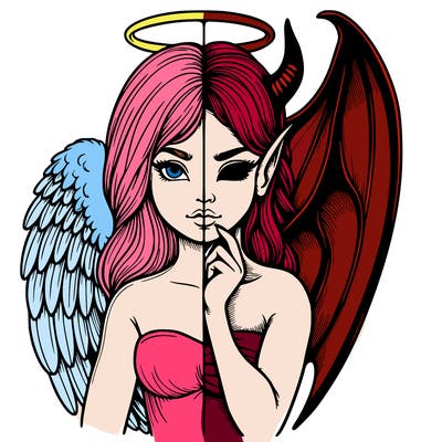 realistic angel half demon