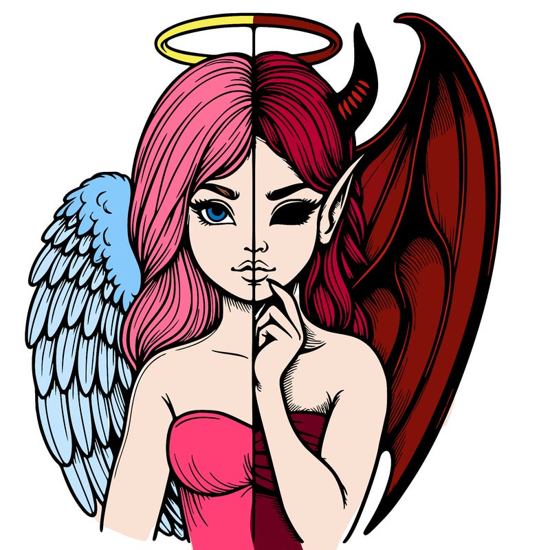 realistic angel half demon