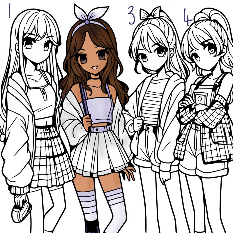 teen manga girls group of 4