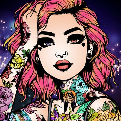 realistic girl with tattoos all over