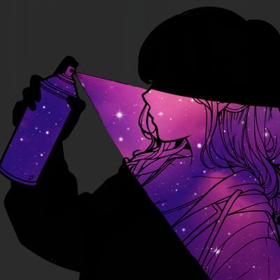 a realistic girl spray, painting