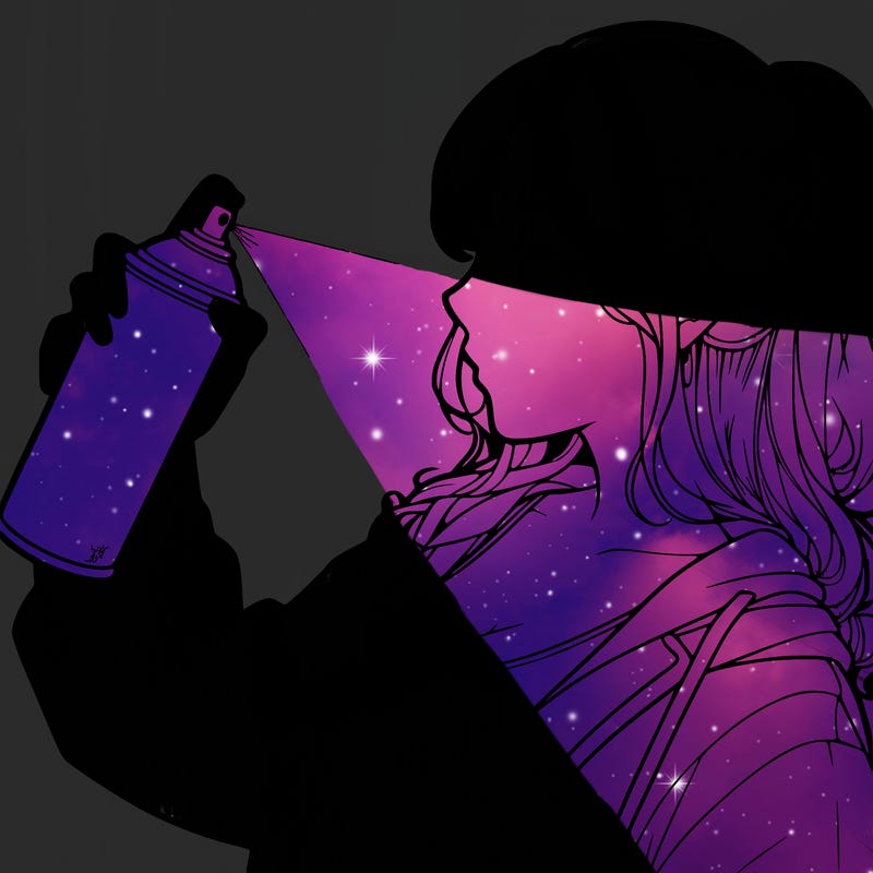 a realistic girl spray, painting