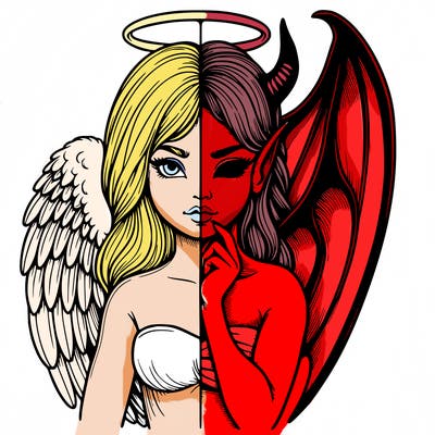 realistic angel half demon