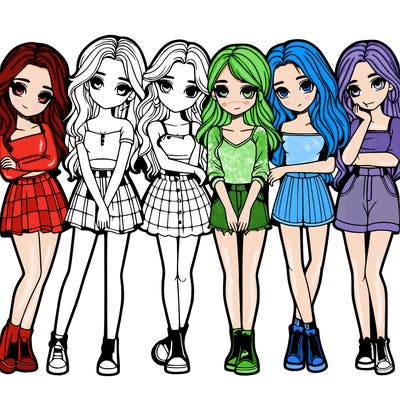 a group of girls realistic