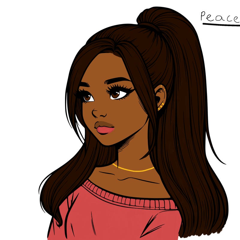 realistic girl with a high ponytail