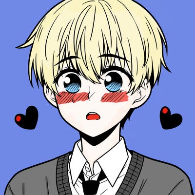 manga boy blushing