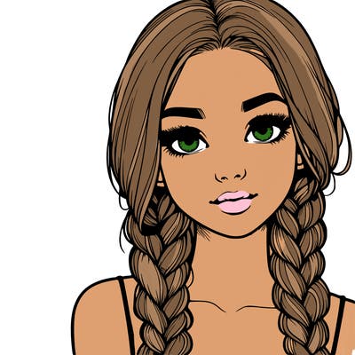 realistic girl with braids