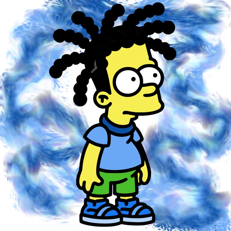 a boy with dreads as a simpson