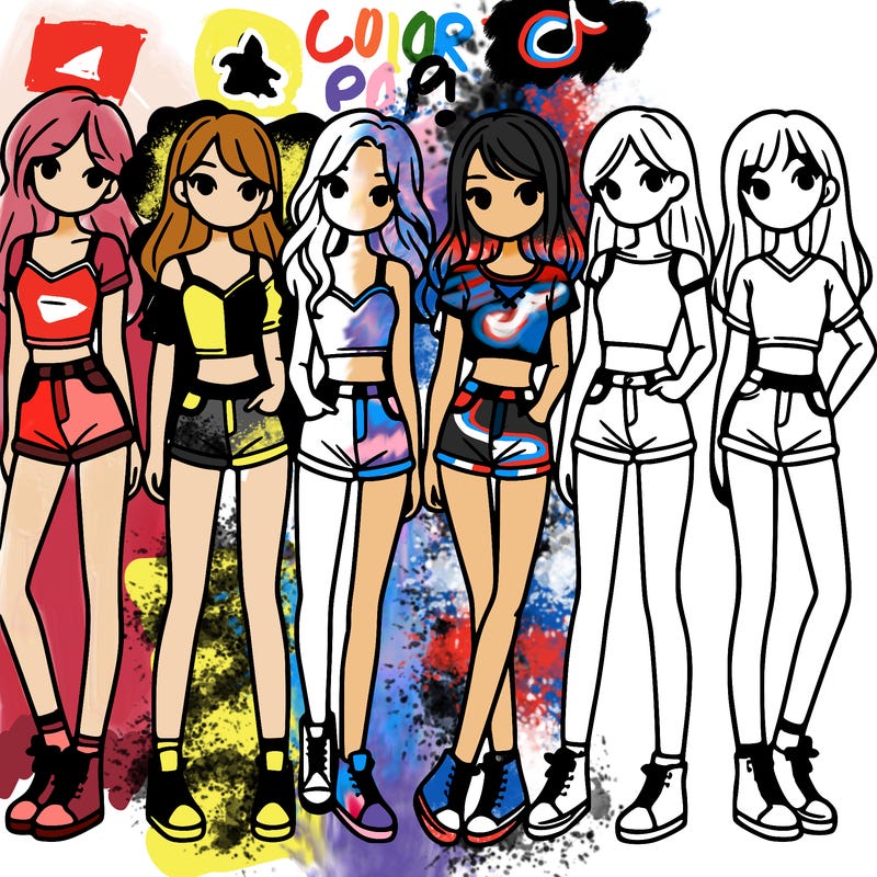 a group of girls wearing crop tops and shorts