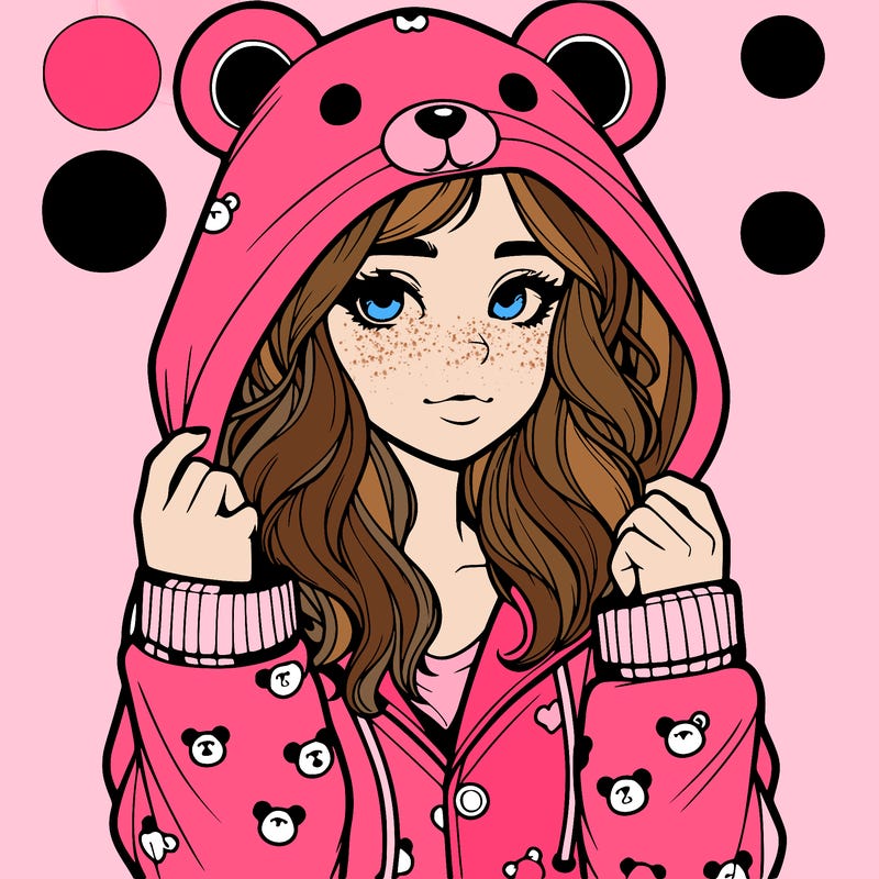 realistic girl in a animal pjs hoodie
